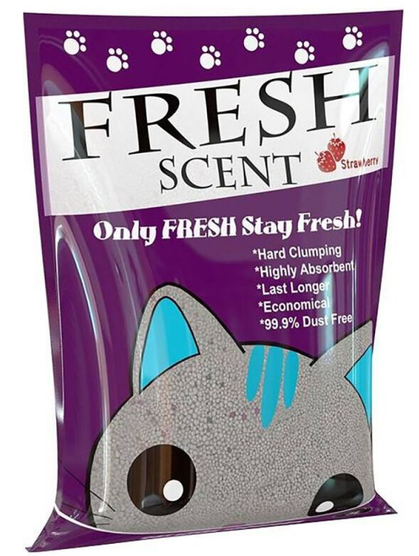 Наполнитель для кошачьего туалета Fresh Scent Клубника, бентонитовый, 10 л