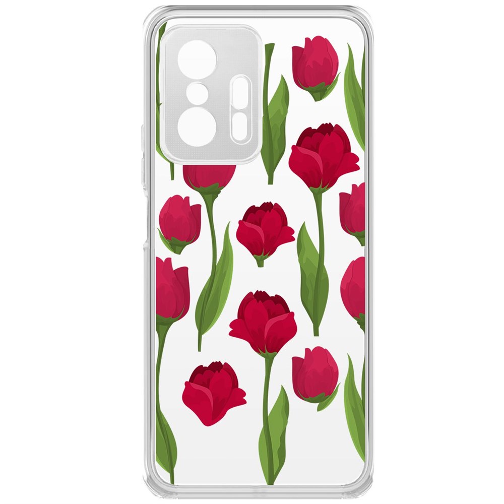 

Чехол-накладка Krutoff Clear Case Розы паттерн для Xiaomi 11T, Прозрачный