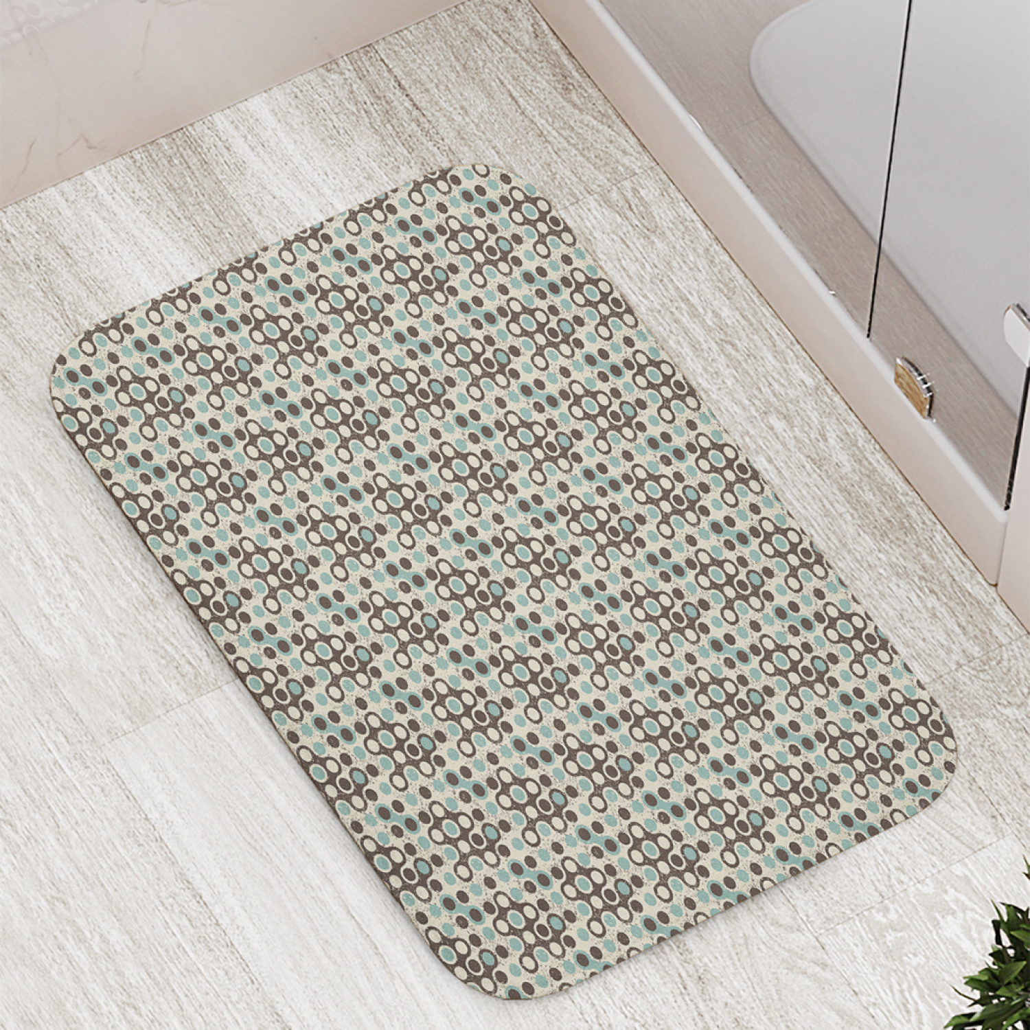 

Коврик противоскользящий JoyArty "Соединение кругов" для ванной, сауны, бассейна, 77х52 см, Соединение кругов