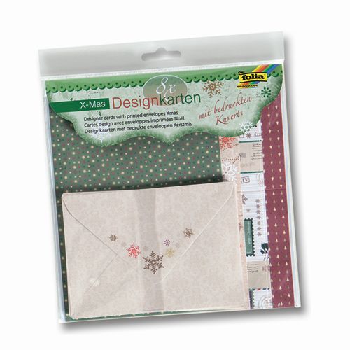 

11405 Заготовки для открыток с конвертами Christmas, 8 заготовок и 8 конвертов, Folia
