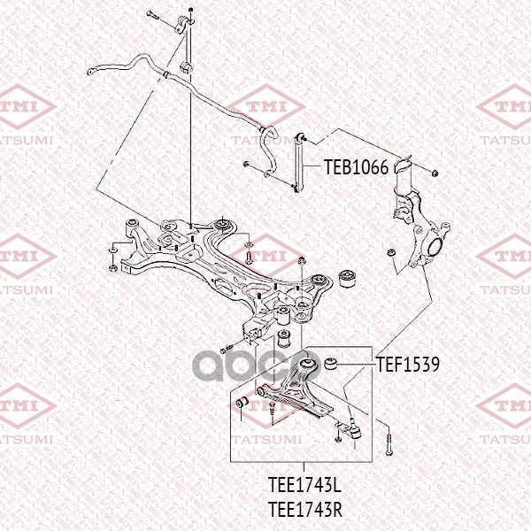 

TEE1743L_рычаг перед. подвески нижний лев. CHEVROLET Aveo 05>, DAEWOO Kalos 02>