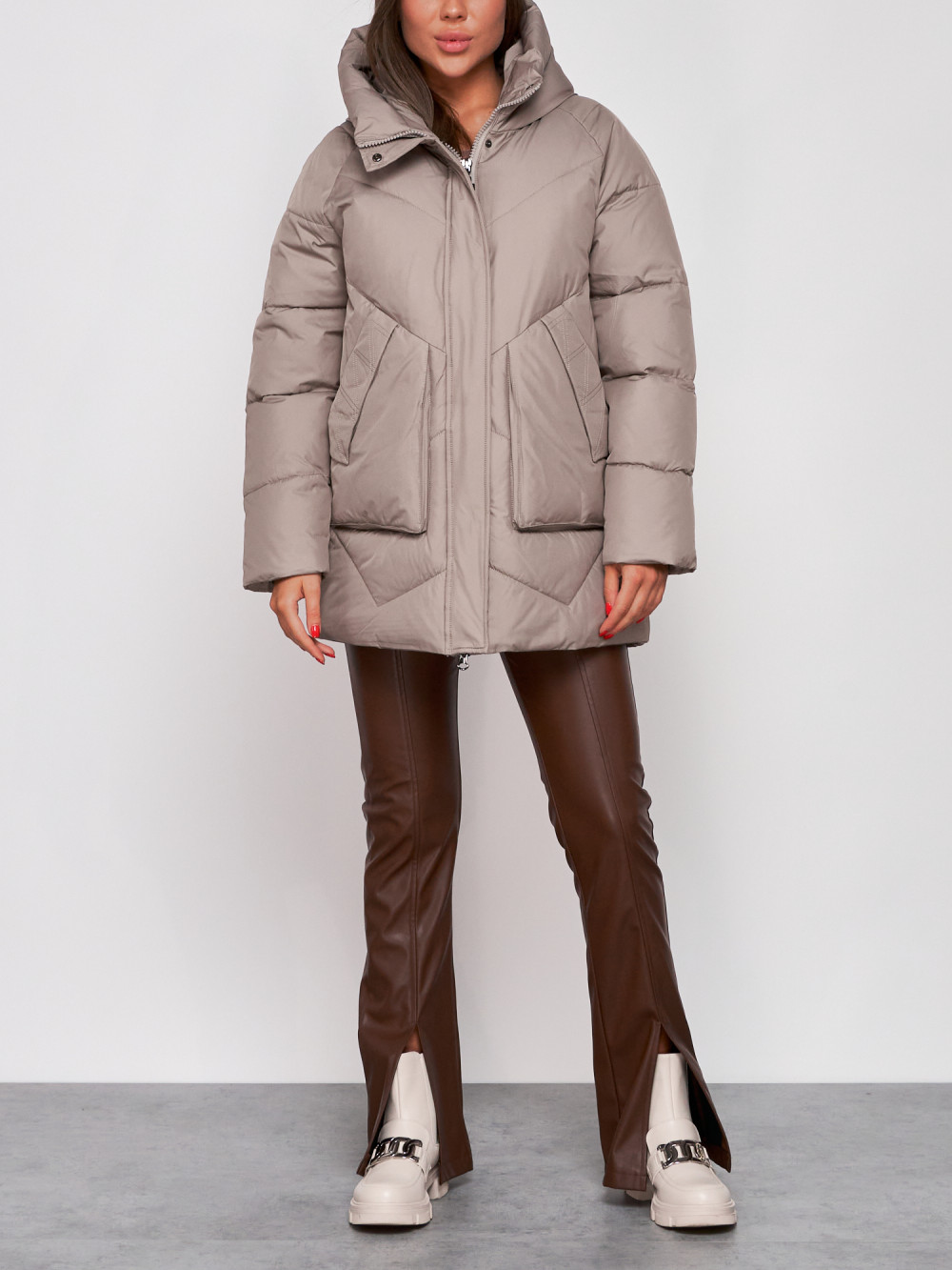 

Куртка женская AD52362 коричневая XXL, Коричневый, AD52362