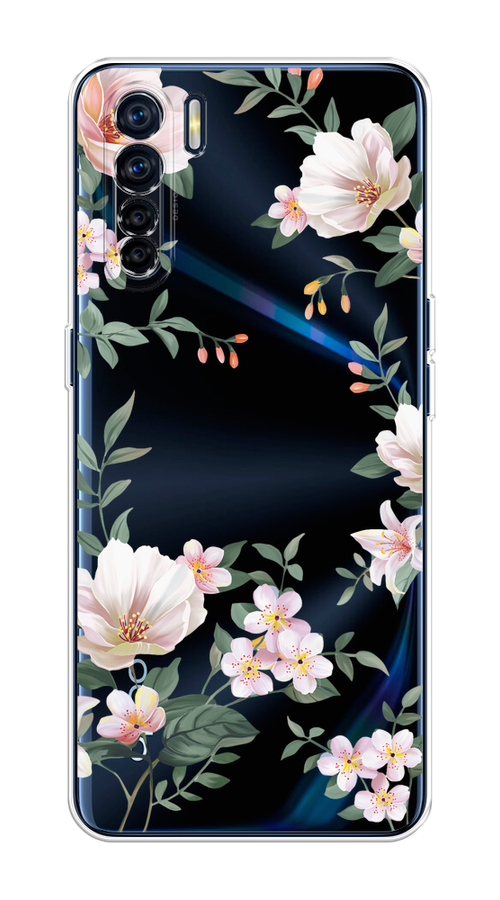 

Чехол на Oppo A91/Reno 3 "Beautiful white flowers", Бежевый;зеленый, 252450-1