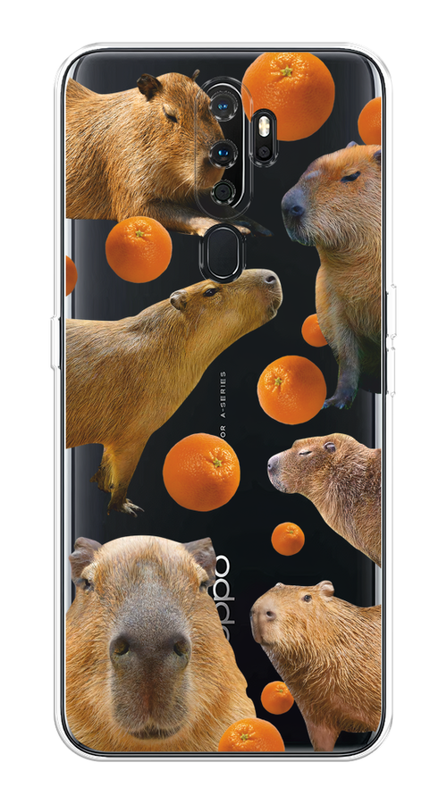 

Чехол на Oppo A5/A9 2020 "Капибара и апельсины", Бежевый;оранжевый, 251950-1