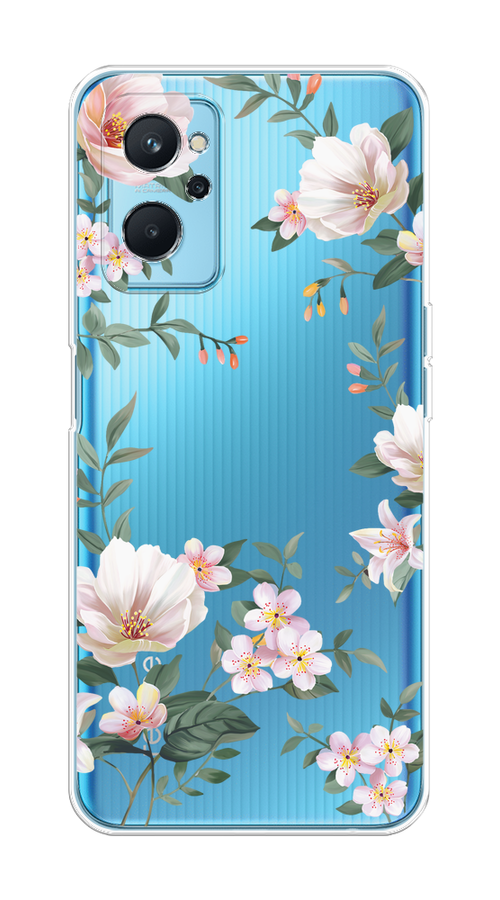 

Чехол на Realme 9i/Oppo A96 4G "Beautiful white flowers", Бежевый;зеленый, 2510850-1