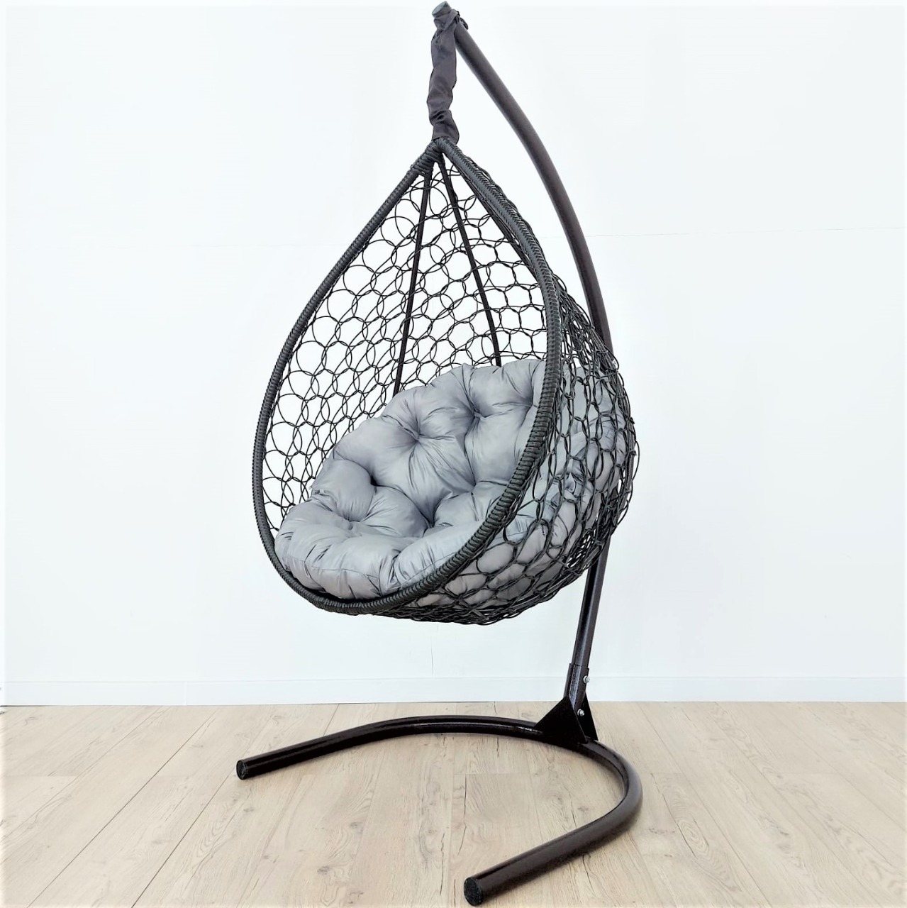 Подвесное кресло STULER Plaint Ажур Венге 140 KOMAR1PR1PO06KI Серая подушка круг