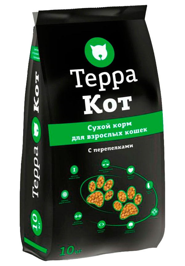 Сухой корм для кошек Терра Кот с перепелкой, 2 шт по 10 кг