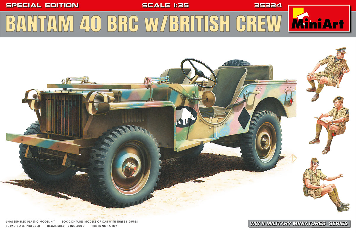 

Сборная модель MiniArt 1/35 Джип BANTAM 40 BRC с Британ Экипажем Специальное Издание 35324