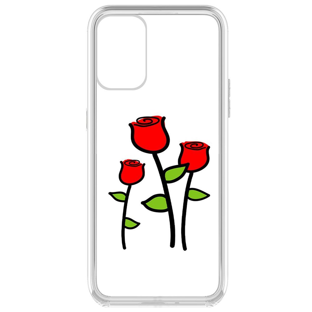 

Чехол-накладка Krutoff Clear Case Розочки для OnePlus 9R, Прозрачный