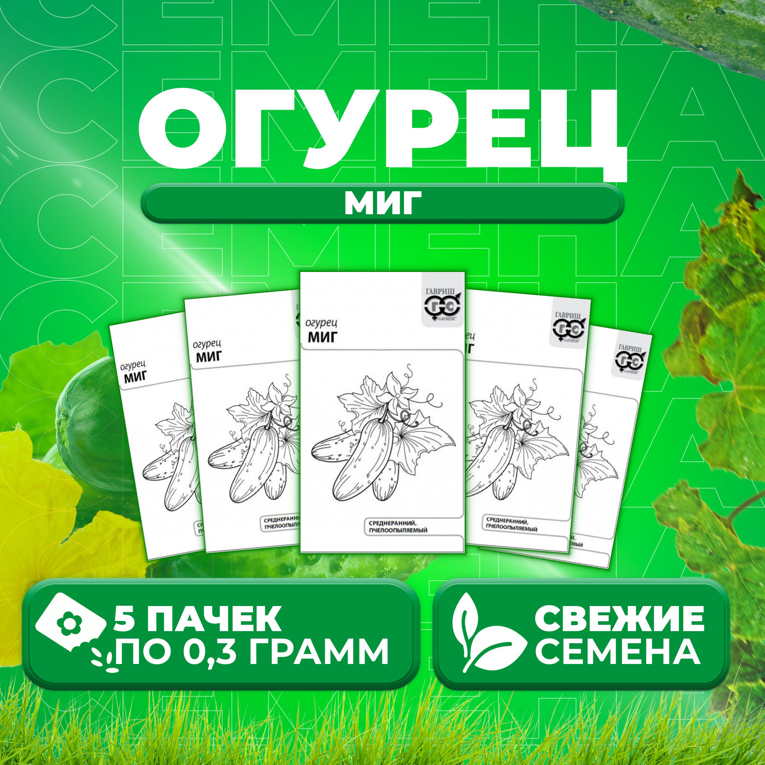 

Семена огурец Миг Гавриш 1071859749-5 5 уп., 1071859749