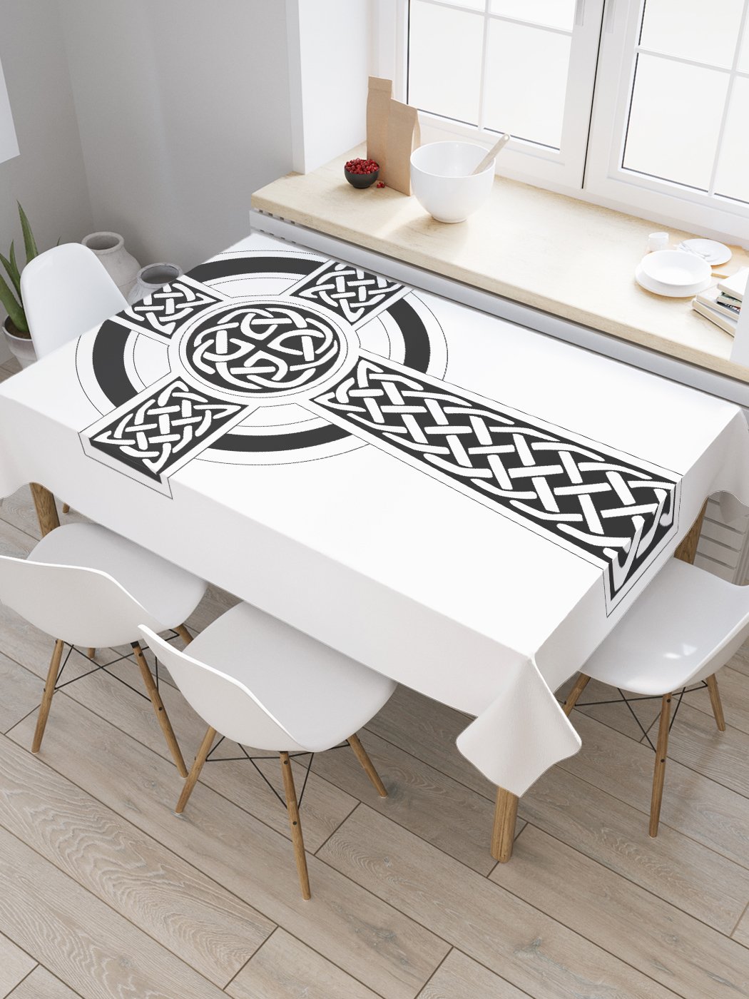 

Скатерть прямоугольная JoyArty "Ирландский крест" из оксфорда, 120x145 см, Белый, Ирландский крест