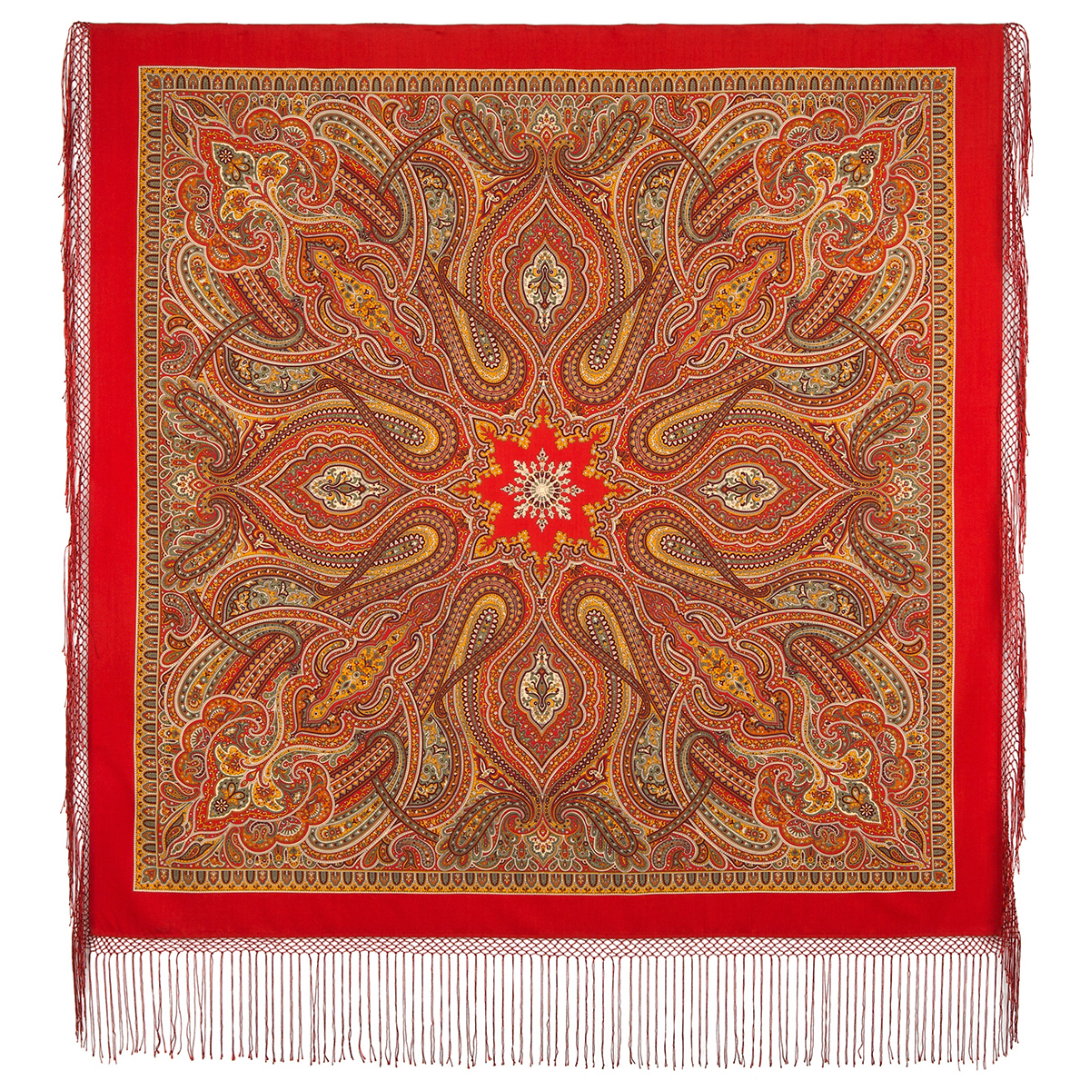 Платок женский Павловопосадский платок 1539 красный, 148х148 см