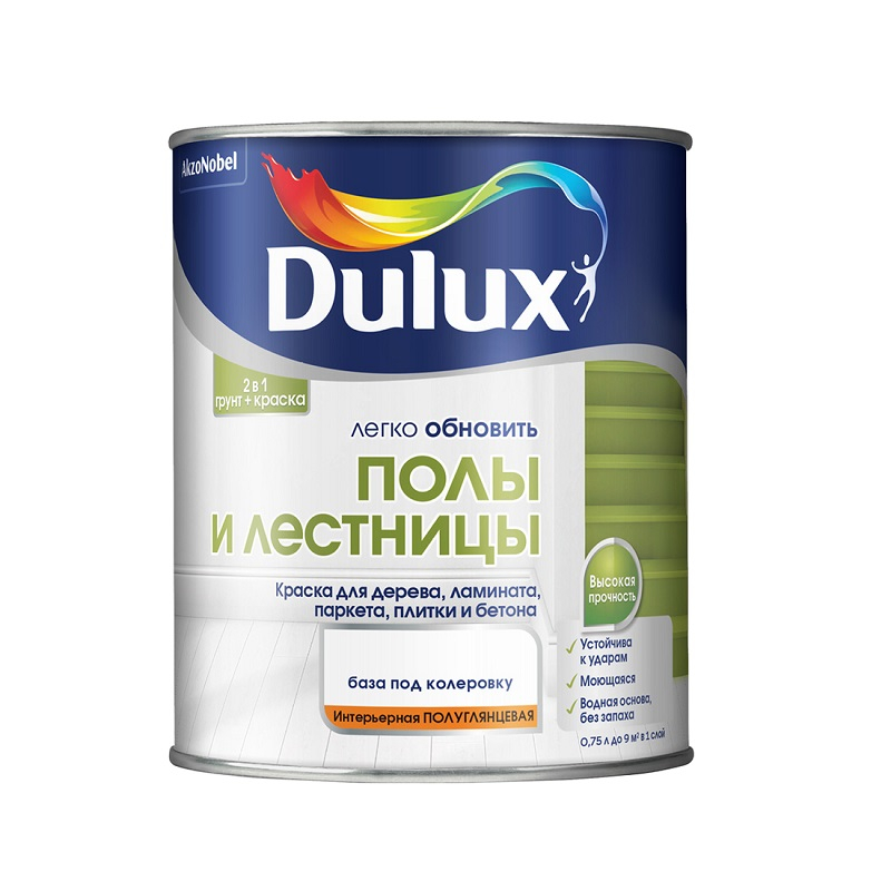 Краска-грунт DULUX полы и лестницы полуглянцевая 0,75 л