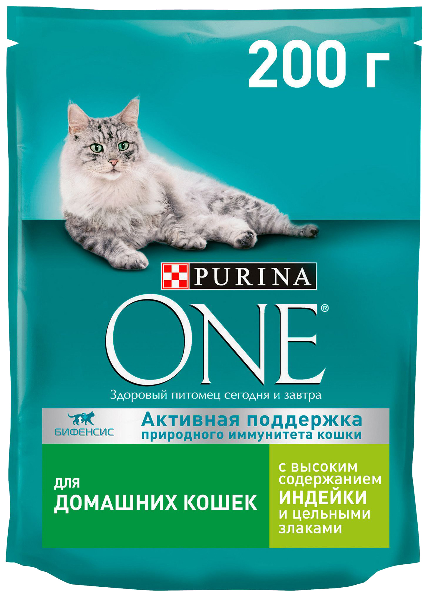 Сухой корм для кошек Purina One Indor для домашних кошек индейка и злаки, 2 шт по 200 г