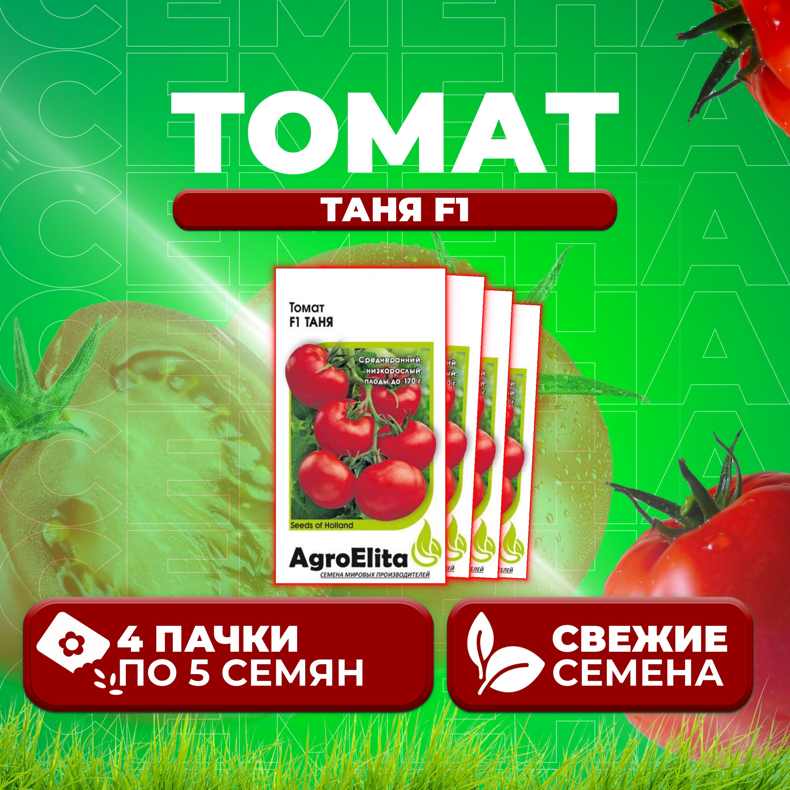 Семена томат Таня F1 AgroElita 1071859538-4 4 уп 396₽