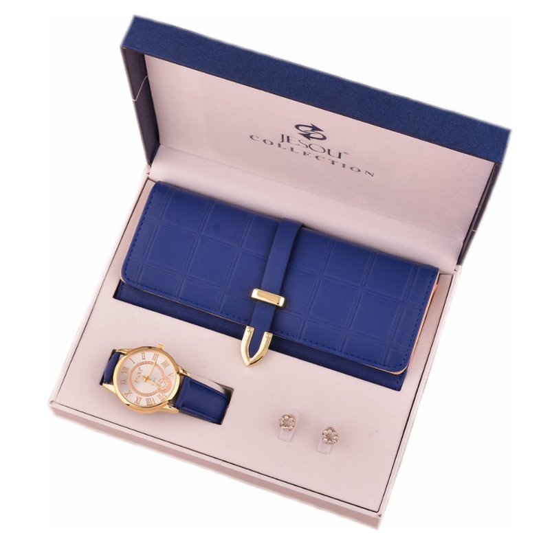 Подарочный набор женский MyPads M-46205 кошелек-портмоне и женские водонепрониц часы синие