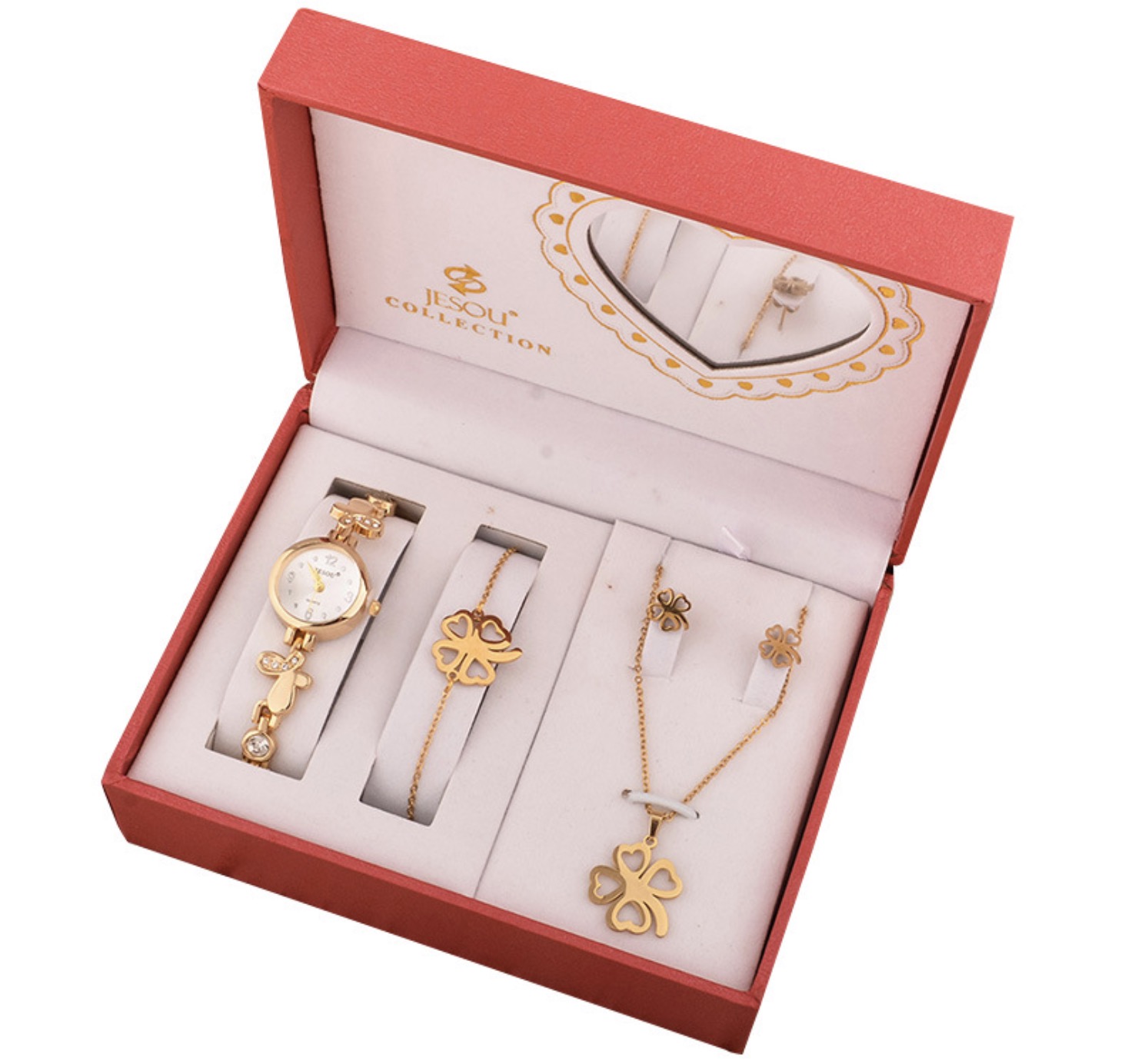 Набор подарочный женский MyPads M-39686 романтические часы и цепочка + колье+ браслет