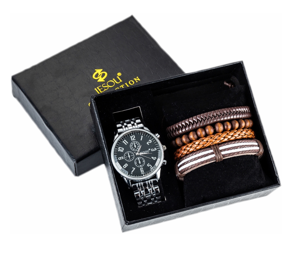 Подарочный мужской набор MyPads M-A049798 кварцевые часы + браслеты красивый