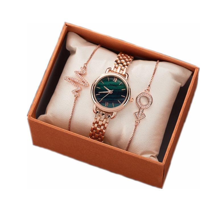 Подарочный набор женский MyPads M-155734 кварцевые часы стальной ремешок+комбинир браслет