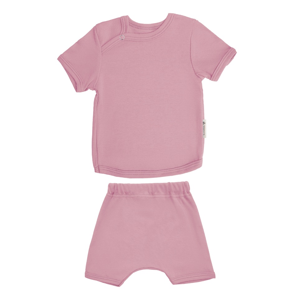 фото Комплект футболка детская, штанишки (блумеры) amarobaby nature зефир, розовый, 74