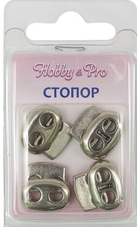 

0305-3032 Стопор плоский 2отв. d=4мм, 17*16мм, 4шт, пластик под металл Hobby&Pro (никель)