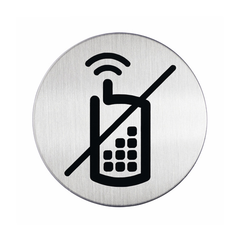 Пиктограмма Durable Мобильные телефоны запрещены, диаметр 83 мм, сталь Серебристый