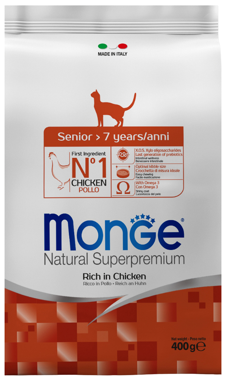 

Сухой корм для кошек Monge Senior курица 2 шт по 400 г