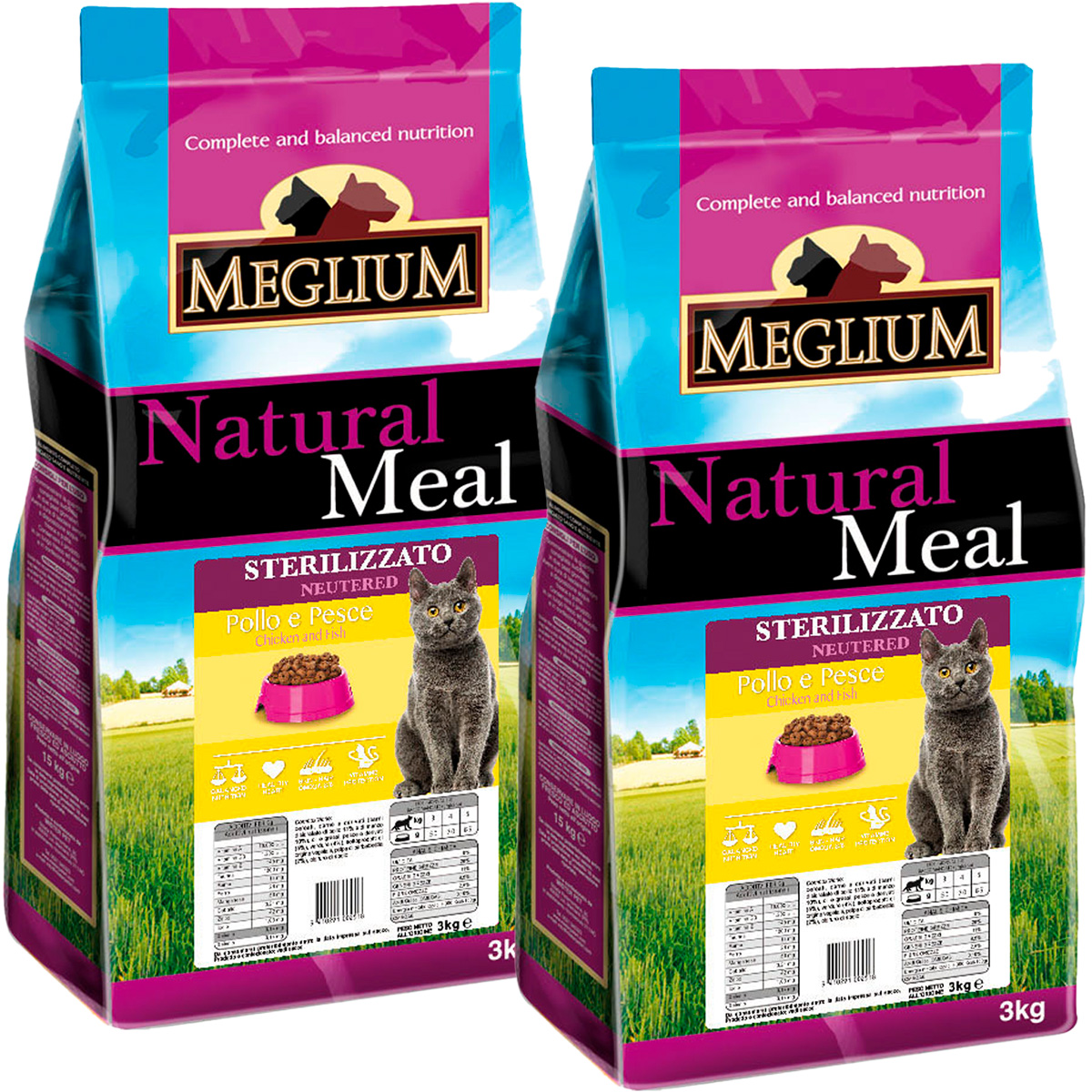 Сухой корм для кошек Meglium Neutered Cat с курицей и рыбой, 2 шт по 3 кг