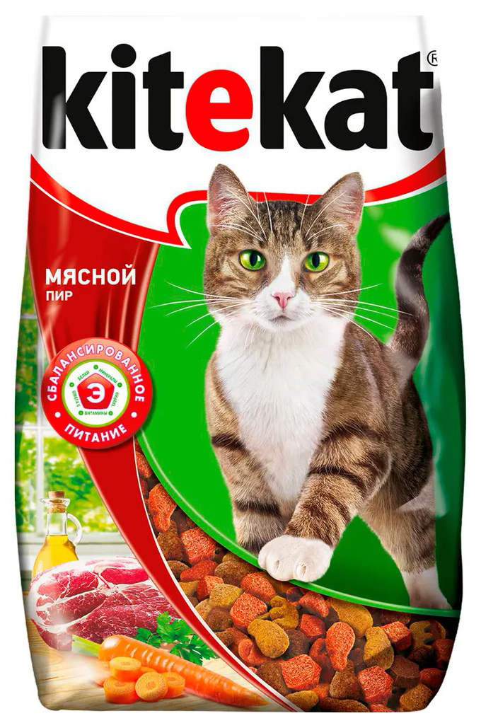 фото Сухой корм для кошек kitekat с мясом 2 шт по 0,8 кг