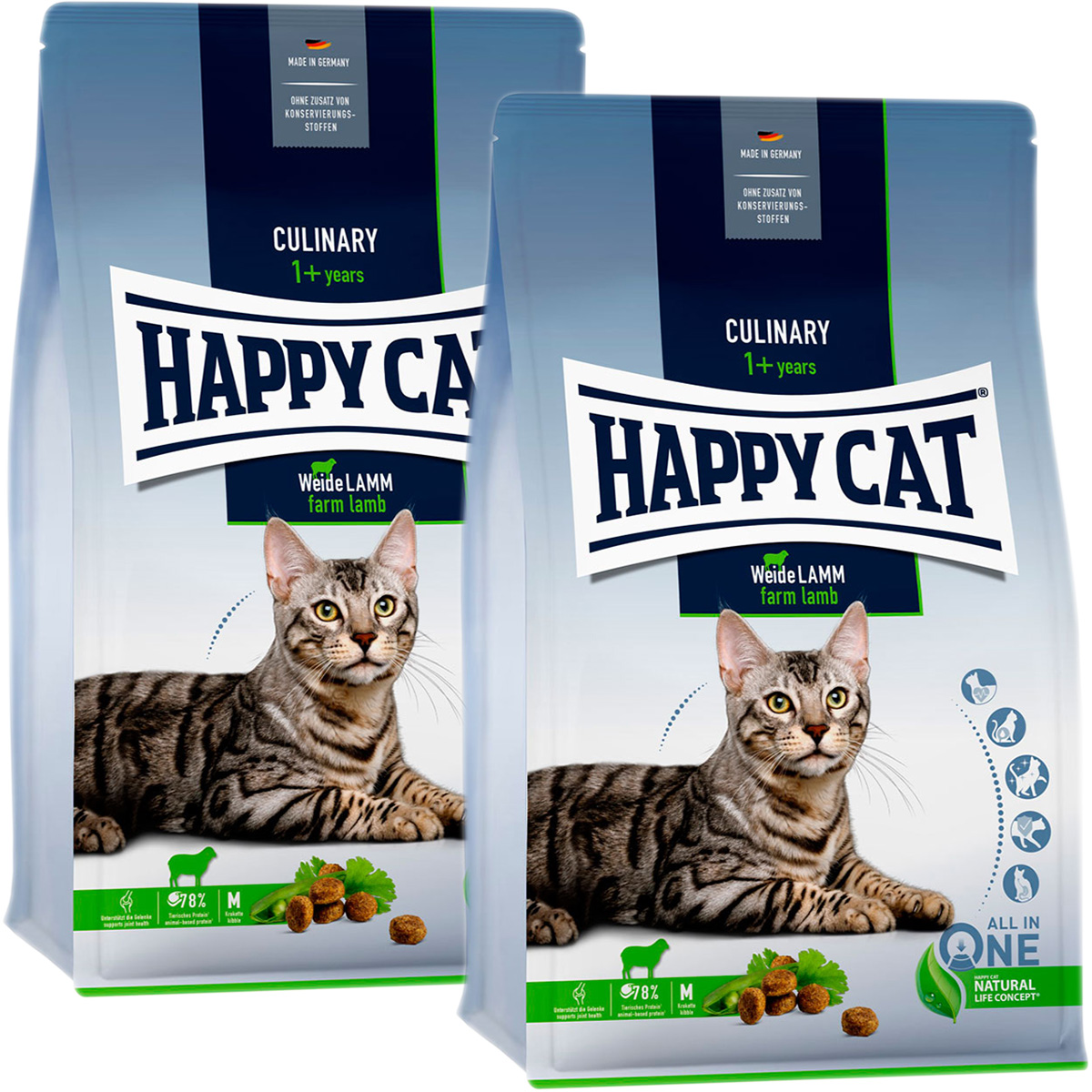 Сухой корм для кошек Happy Cat Culinary Пастбищный ягненок, 2 шт по 1,3 кг