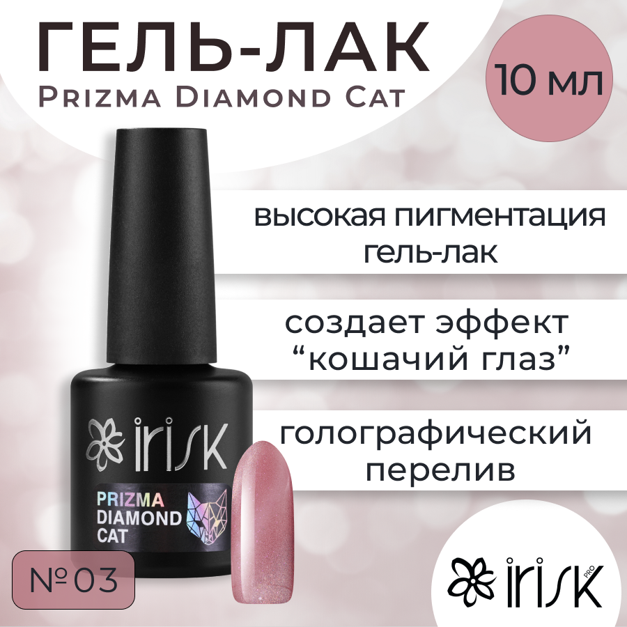 Гельлак irisk Prizma Diamond Cat №03 втирка прозрачная с ным переливом лунный блик в баночке irisk 006