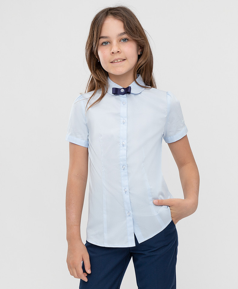

Блузка голубая с коротким рукавом Button Blue 170, 221BBGS22061800