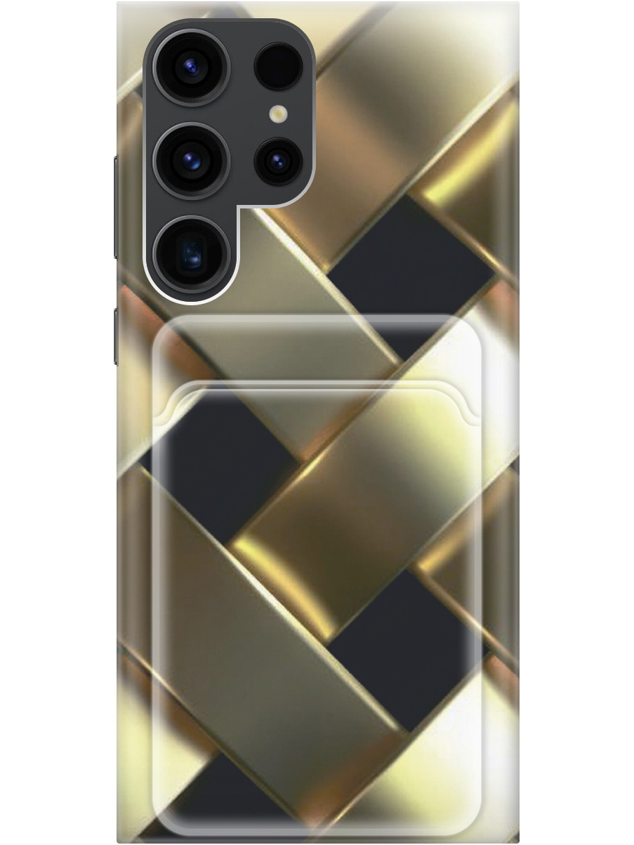 

Силиконовый чехол на Samsung Galaxy S23 Ultra с рисунком "Золотистое плетение", Золотистый;черный, 20011962