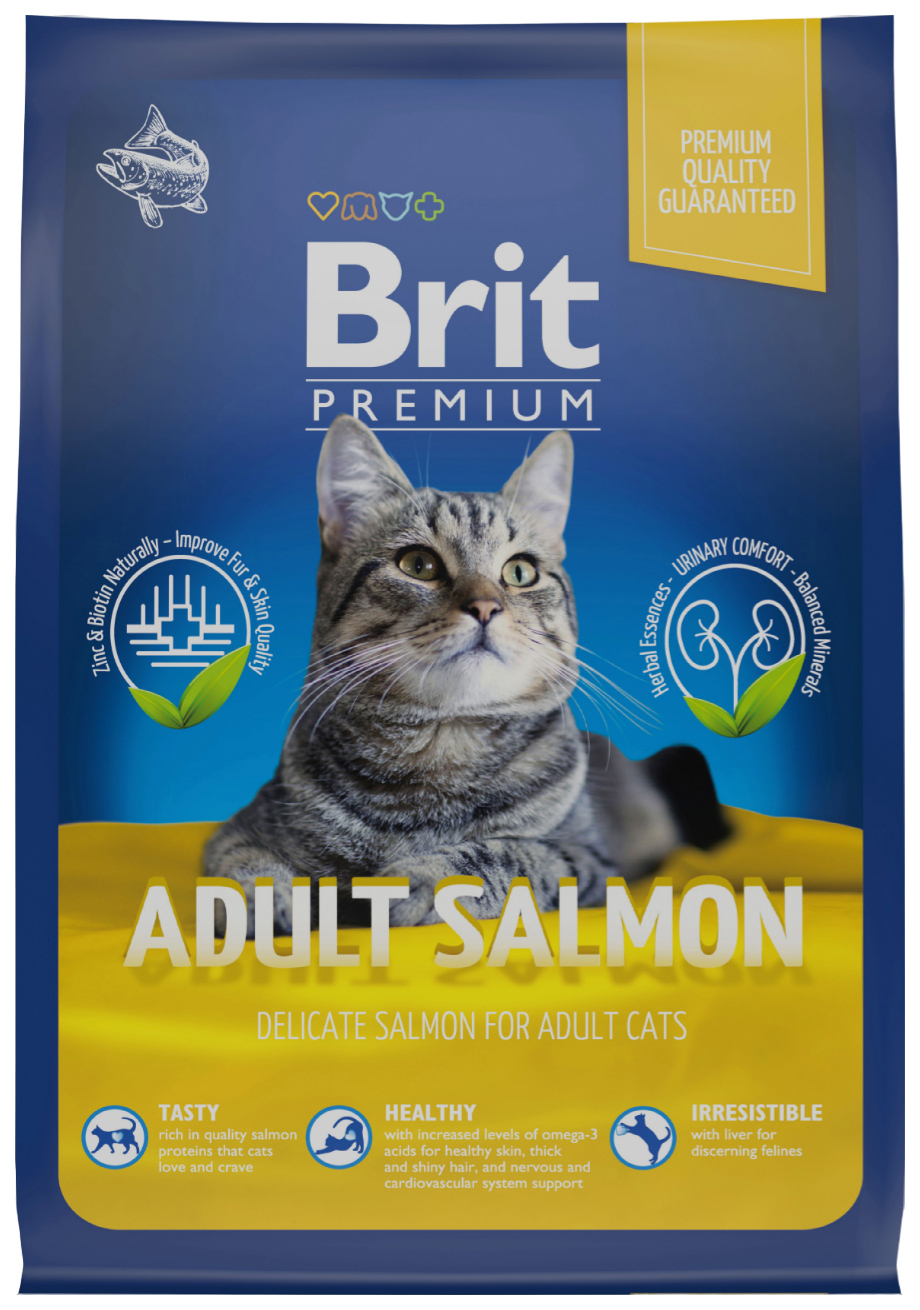 фото Сухой корм для кошек brit premium adult лосось 2 шт по 400 г