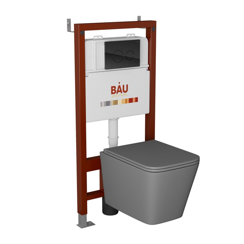 Комплект BAU 6 в 1: инсталляция BAU PRO,унитаз подвесной Hurricane-2,сиденье,клавиша маска медицинская latio 2 фиксатора формы 50 штук в упаковке черная