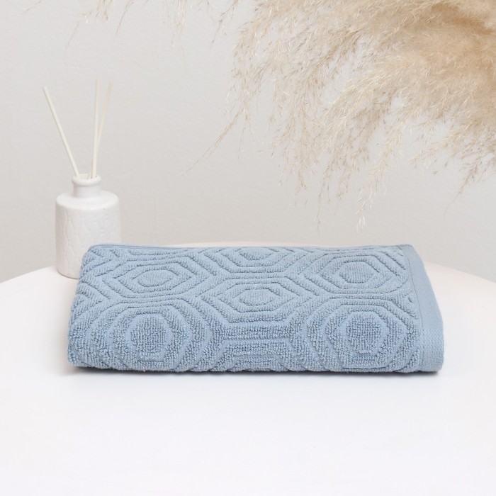 

Полотенце махровое Nefertiti Ромб цвет серо-голубой 70х130 см хлопок 450гм