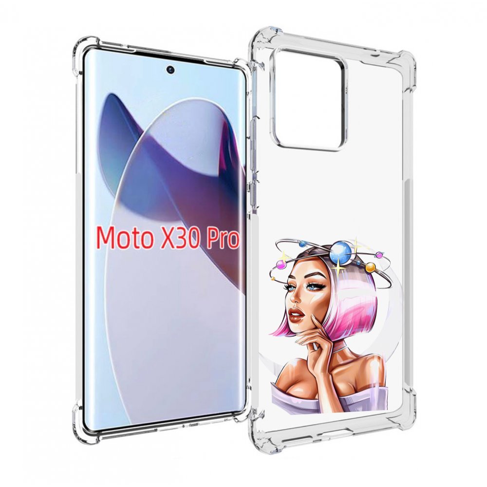 

Чехол MyPads девушка-с-планетами-на-голове женский для Motorola Moto X30 Pro, Прозрачный, Tocco
