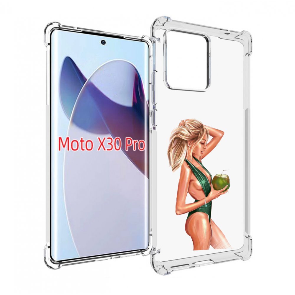 

Чехол MyPads девушка-с-кокосом-в-зеленом-купальнике женский для Motorola Moto X30 Pro, Прозрачный, Tocco