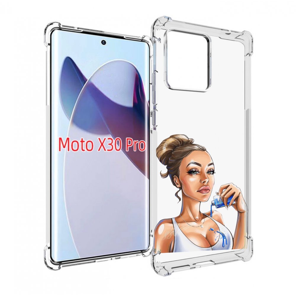 

Чехол MyPads девушка-пролила-краску женский для Motorola Moto X30 Pro, Прозрачный, Tocco