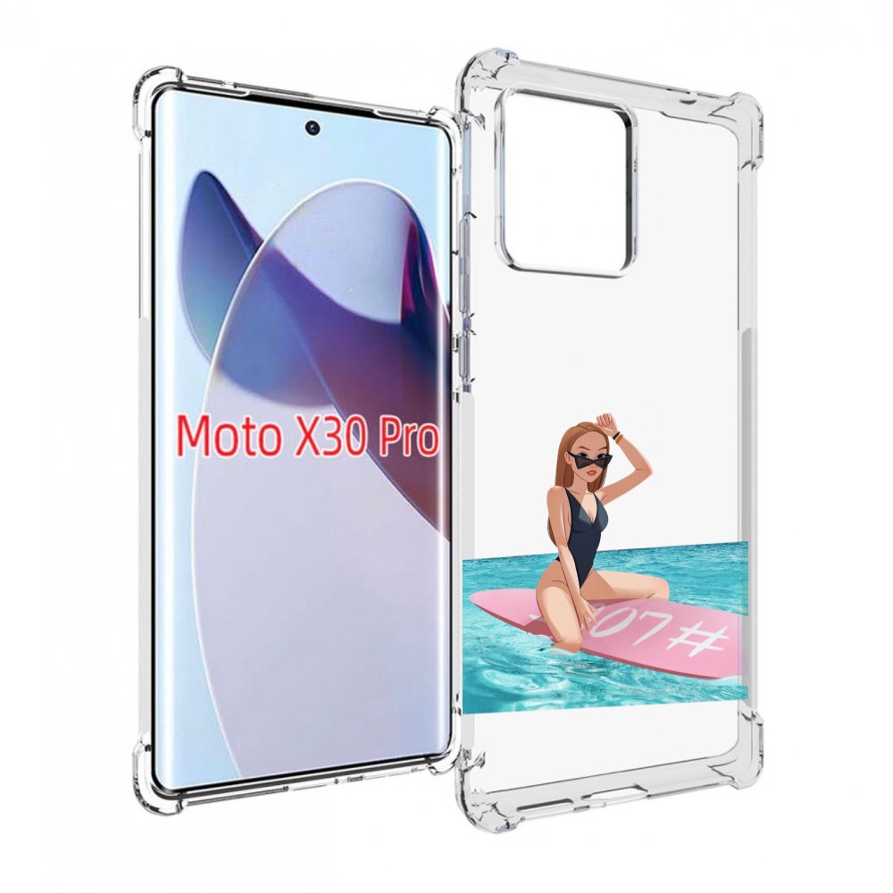 

Чехол MyPads девушка-на-серфе женский для Motorola Moto X30 Pro, Прозрачный, Tocco