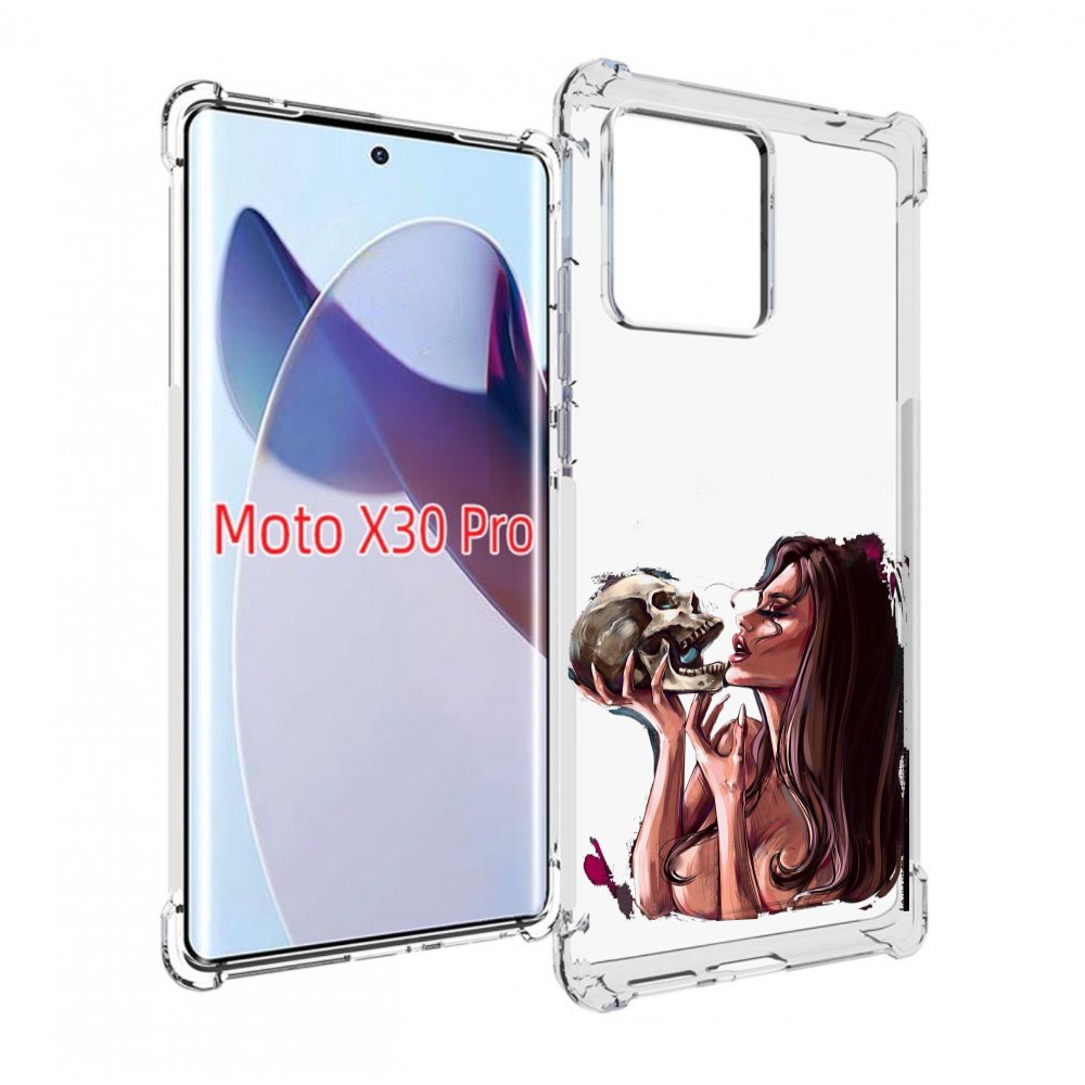 

Чехол MyPads девушка-модель-с-черепом для Motorola Moto X30 Pro, Прозрачный, Tocco