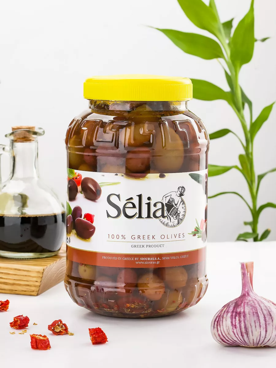 

Оливки Selia ассорти Каламата крупные, 1750 г