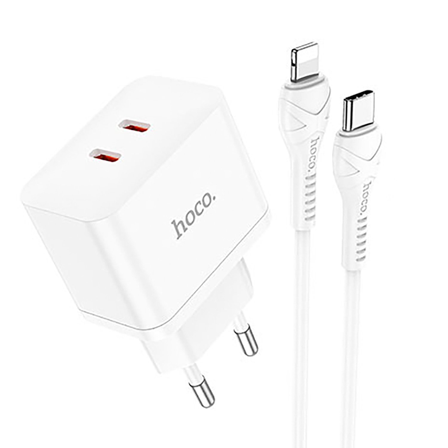 Сетевое зарядное устройство Hoco 213935 lightning - usb type-c 2xUSB Type-C 3 А белый