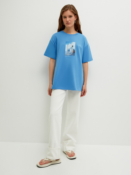 

Футболка женская ZARINA 2266533435 голубая XS, 2266533435