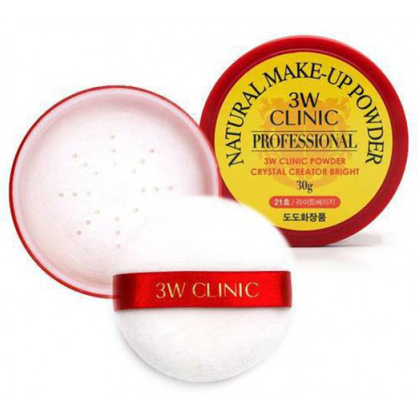 Рассыпчатая пудра для макияжа лица 3W Clinic Natural Make-Up Powder Pearl Прозрачная 30 г