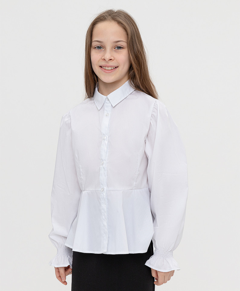

Блузка белая с объемными рукавами Button Blue 170, 221BBGS22070200