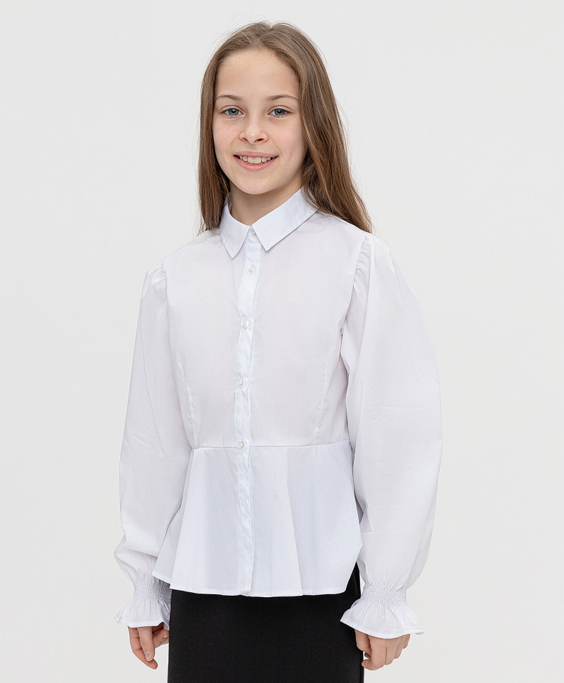 Блузка белая с объемными рукавами Button Blue 152