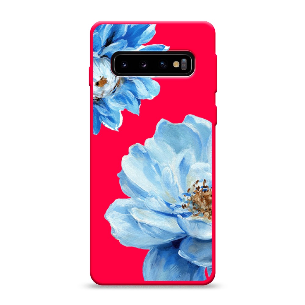 фото Матовый силиконовый чехол "голубые клематисы" на samsung galaxy s10 awog