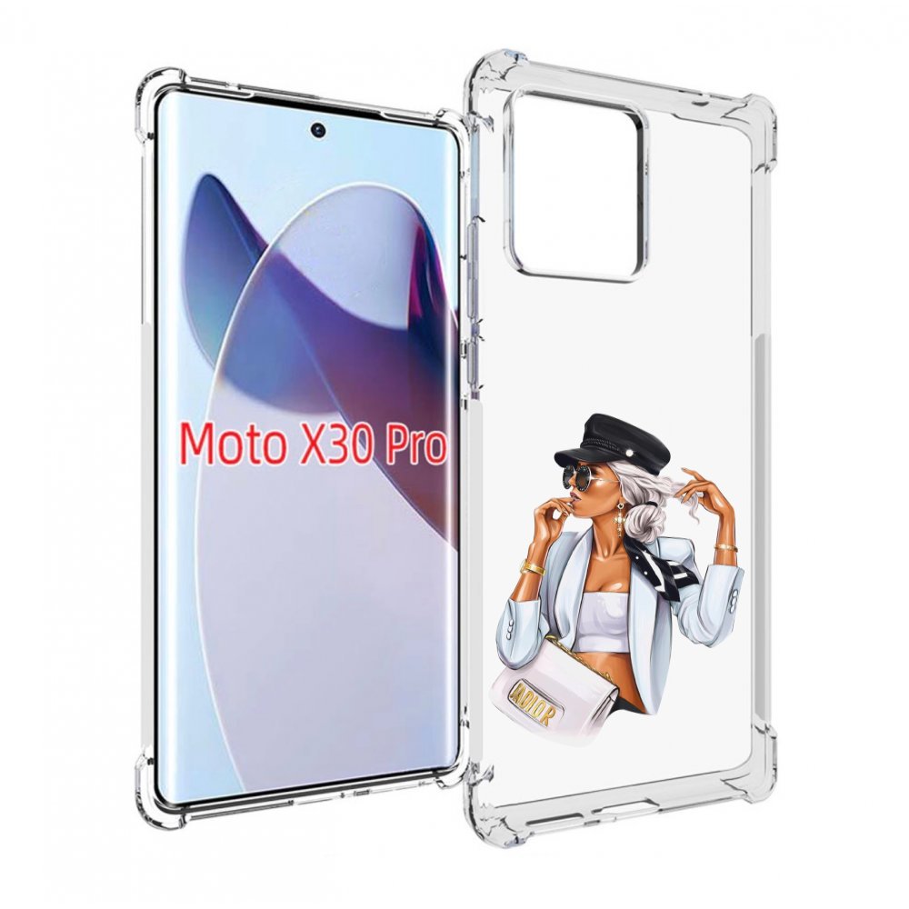 

Чехол MyPads девушка-в-белом-с-модной-сумочкой женский для Motorola Moto X30 Pro, Прозрачный, Tocco