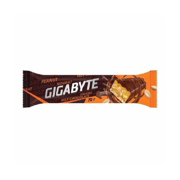 Батончик Gigabyte шоколадный с карамелью, арахисом и нугой 70 г